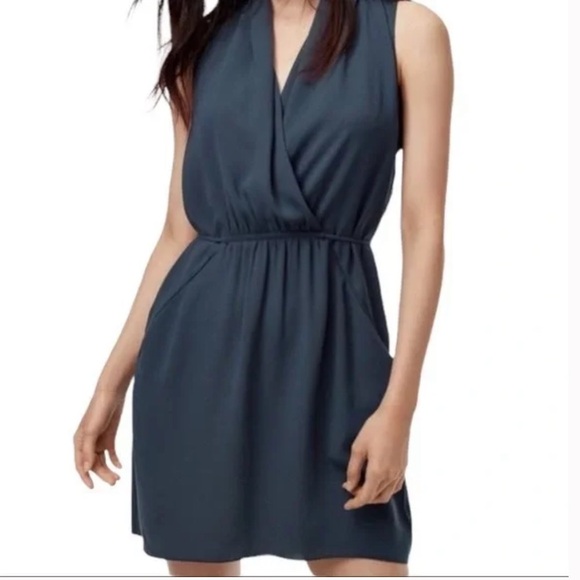 Aritzia Wilfred Sabine Teal Faux Wrap Dress - Picture 1 of 10